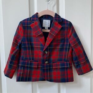NWT! Janie and Jack Red Tartan Plaid Wool Blazer 18-24 Months